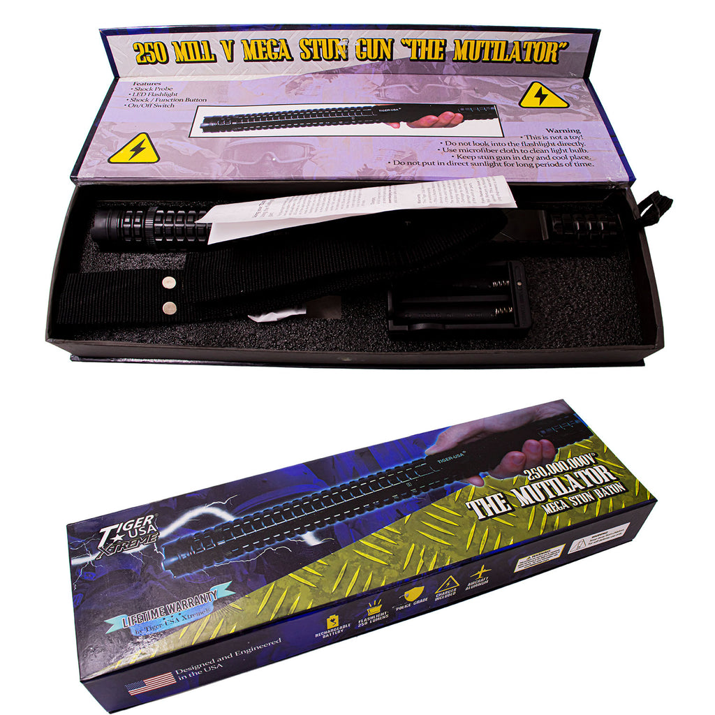 Tiger-USA Xtreme® The MUTILATOR 250 Mill Mega Stun Gun Flashlight Baton