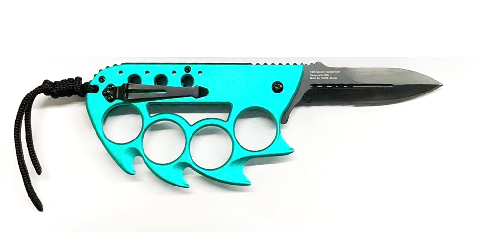 Elite Claw Spring Assisted Trench Knife with Paracord Teal