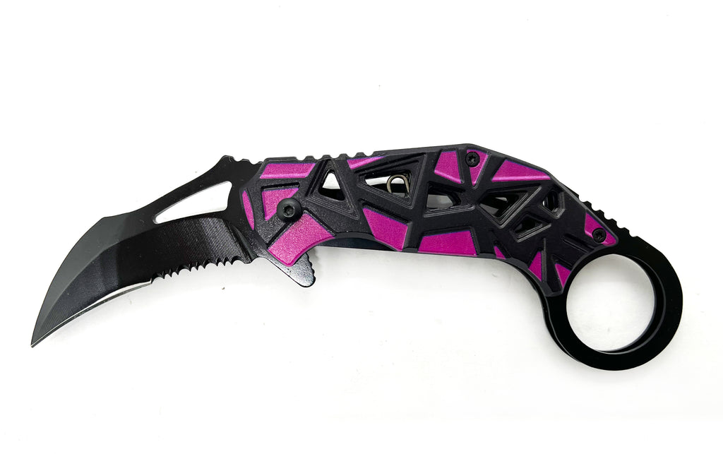 Tiger USA Spring Assisted Knife Karambit  Pink