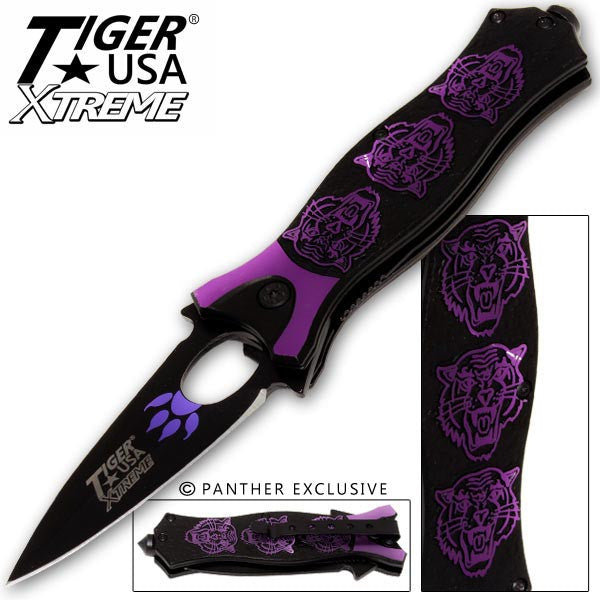 Tiger USA Xtreme Tiger Roar Knife - Purple, , Panther Trading Company- Panther Wholesale
