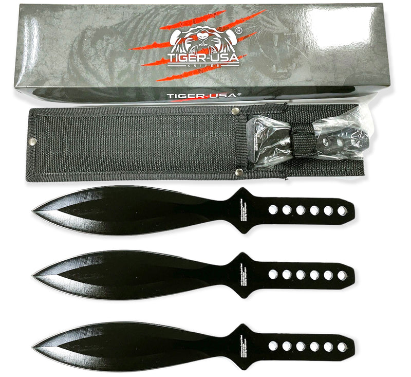 12 Inch Black Tiger Thrower Throwing Knives (Set of 3)