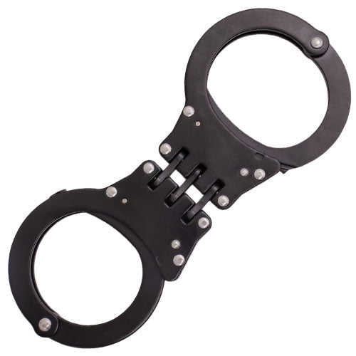 Hinged Solid Steel Handcuffs - Black