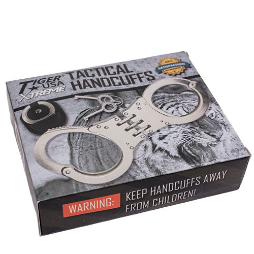 Hinged Solid Steel Handcuffs - Silver