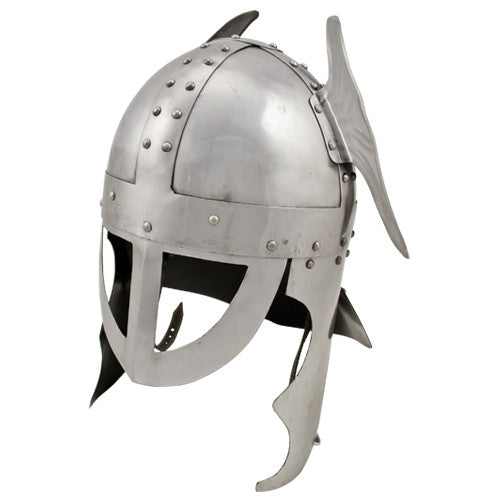 Winged Medieval Carbon Steel Knights Helmet, , Panther Trading Company- Panther Wholesale