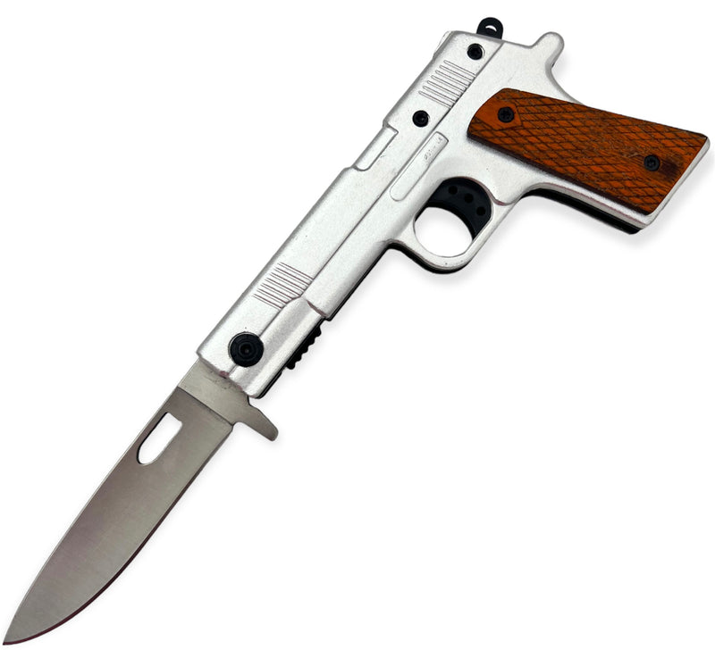 Pistol Folding Knife (SILVER)