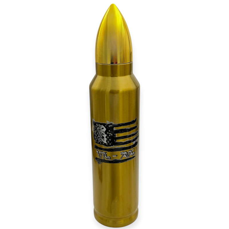 Bullet shaped flasks 1776-2026 Flag Whitte/Black