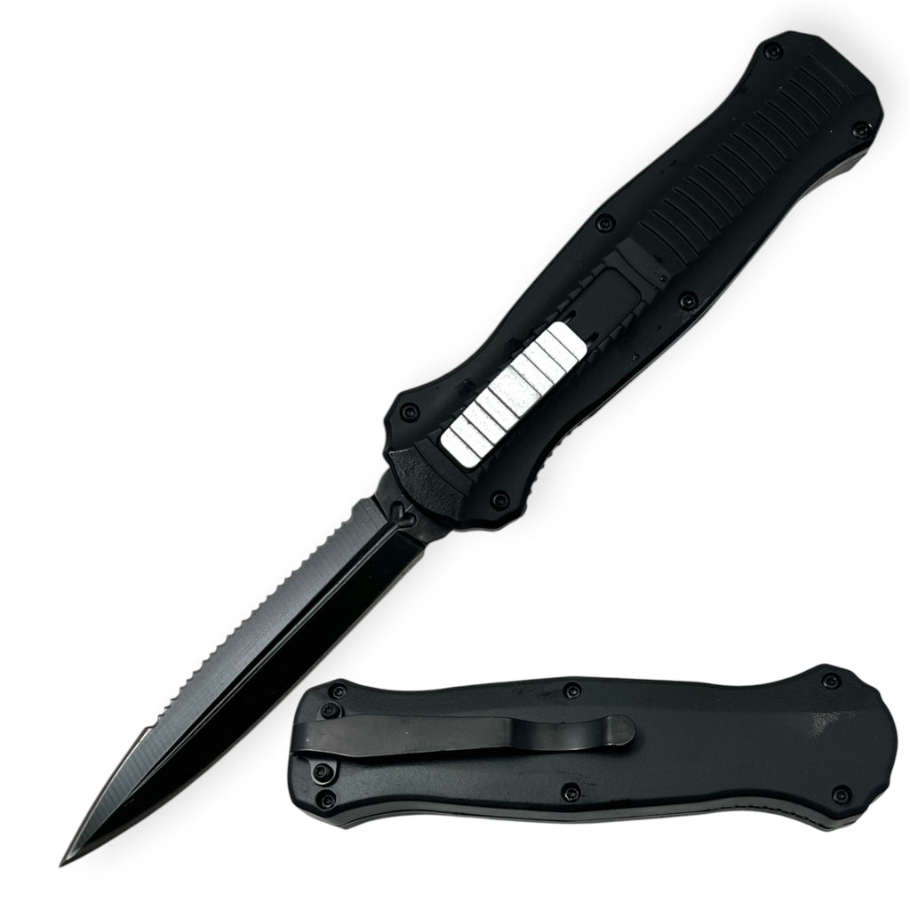 Otf Black  Duble Blade One Side Serrated   w/ Nylon Sheath