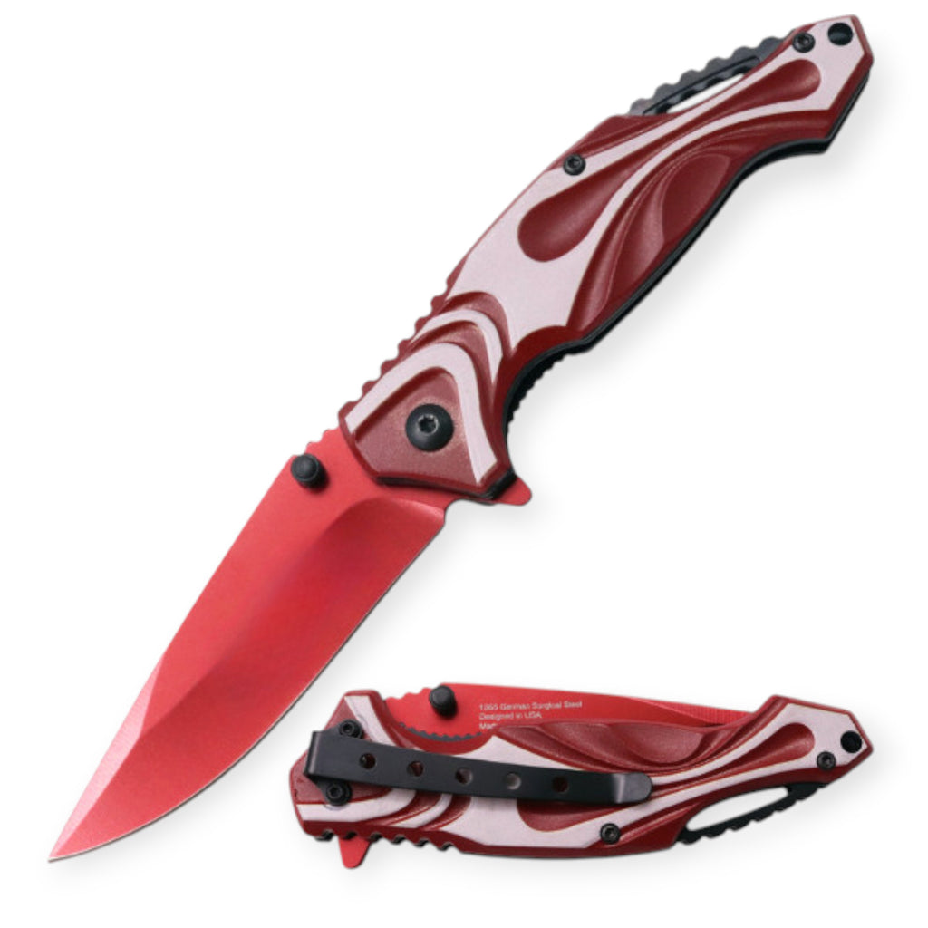 Spring Assisted Blade Tiger-USA Capitol Agent Knife RED AND WHITE