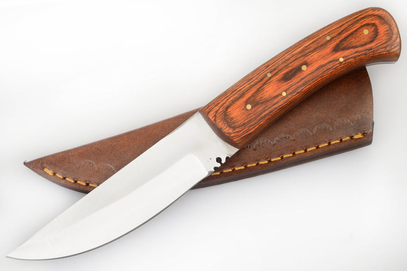 Hunting Knife Set W. Leather Case  Wood
