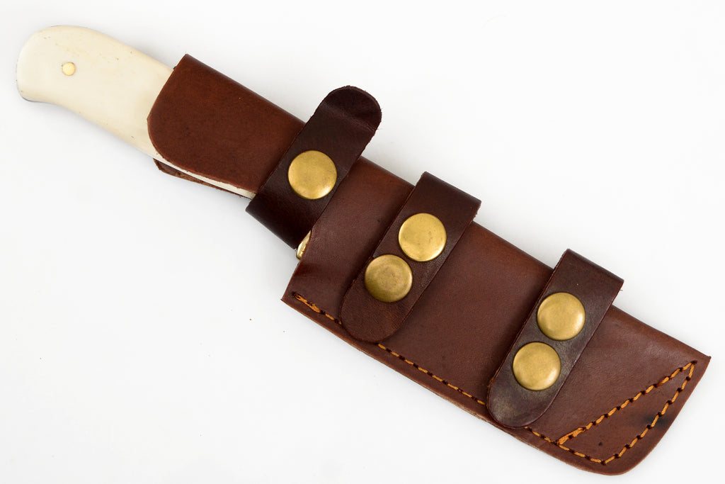 9.0 inch Red Deer® Damuscus Hunting Knife W. Case Stag and Bone handle