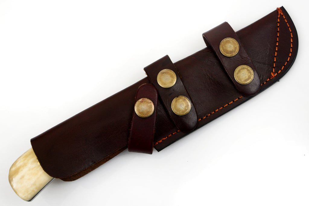 8.5 inch Red Deer® Damuscus Hunting Knife W. Case Stag and Bone handle
