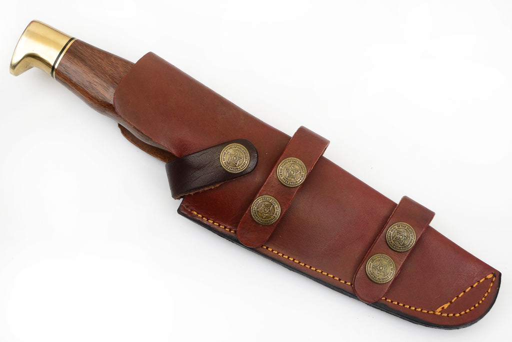 10.0 inch Red Deer® Damuscus Hunting Knife W. Case Stag