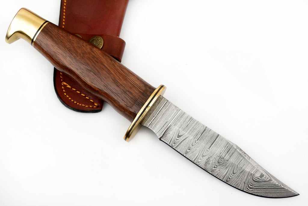 10.0 inch Red Deer® Damuscus Hunting Knife W. Case Stag
