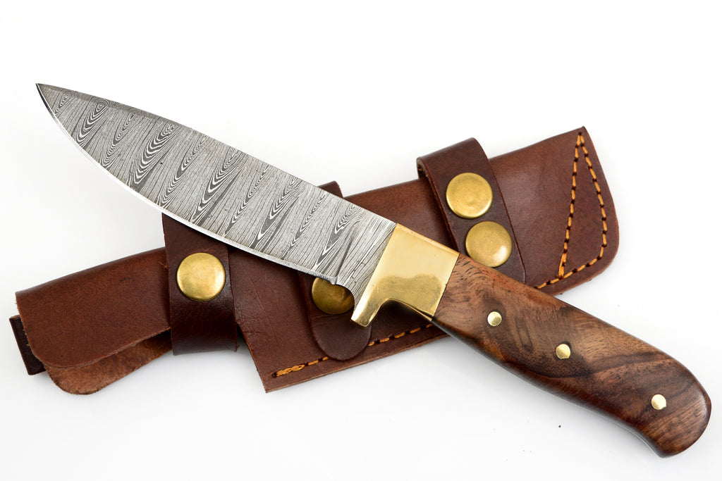 Red Deer® Damuscus Hunting Knife W. Case Stag and Bone handle
