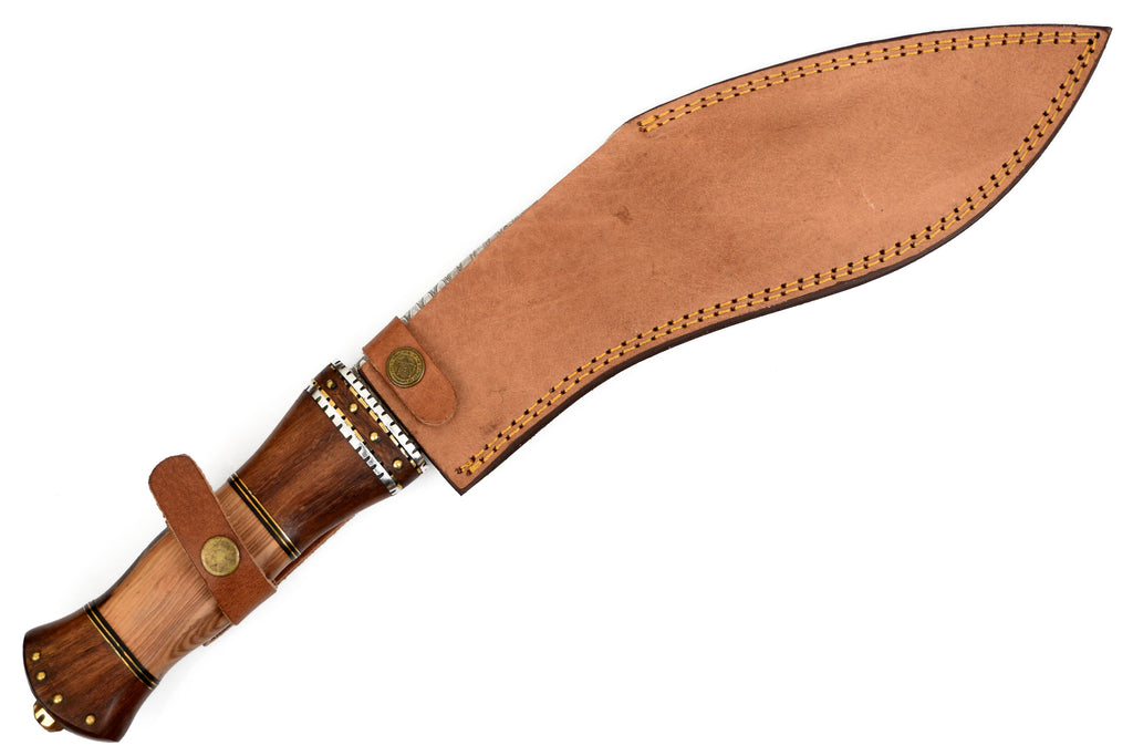 Red Deer®18.0 inch Damuscus Hunting Knife W.Leather Case WOOD