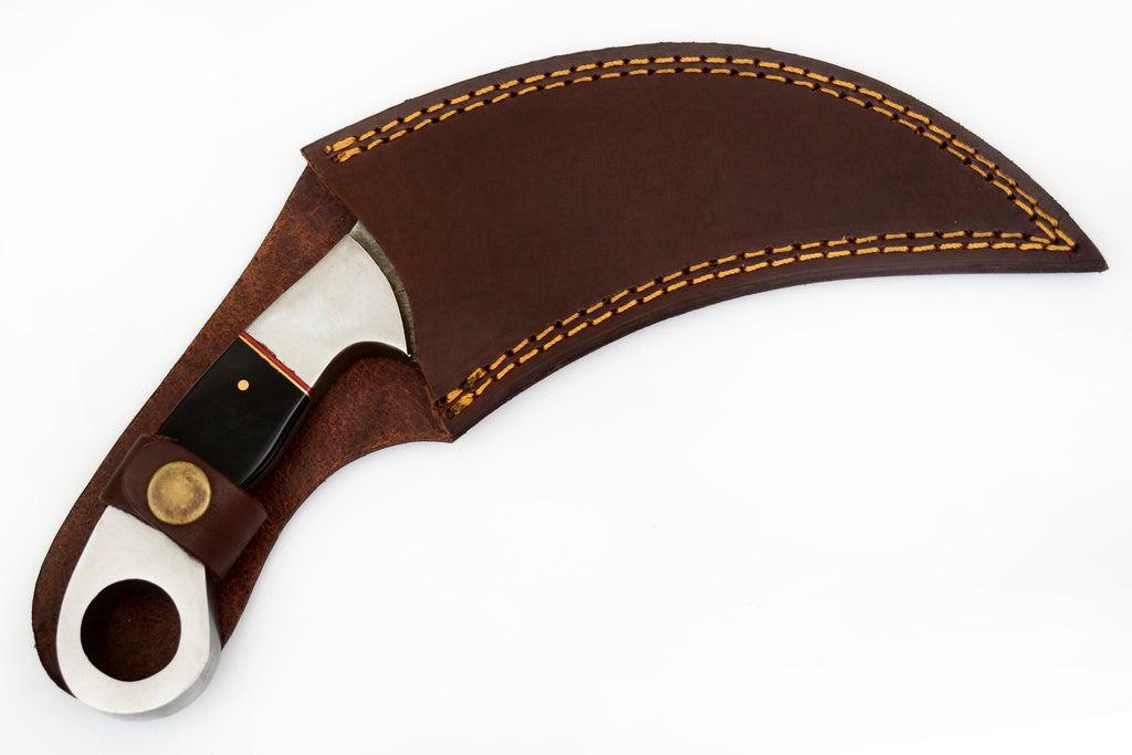 Red Deer® 9.0 inch Damuscus Hunting Knife W.Leather CARAMBIT