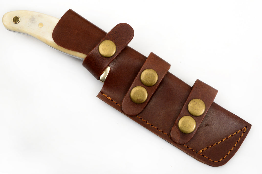 8.0 inch Red Deer® Damuscus Hunting Knife W. Case Stag and Bone handle