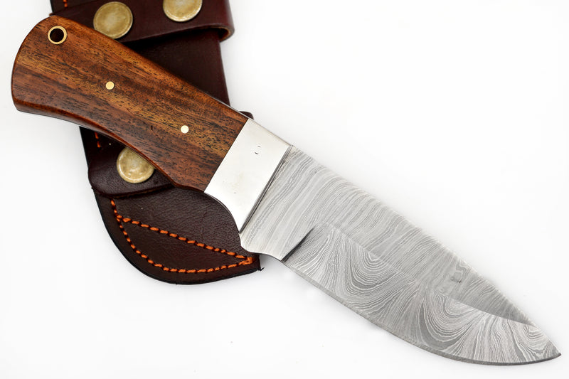 8.0 inch Red Deer® Damuscus Hunting Knife W. Leather Case