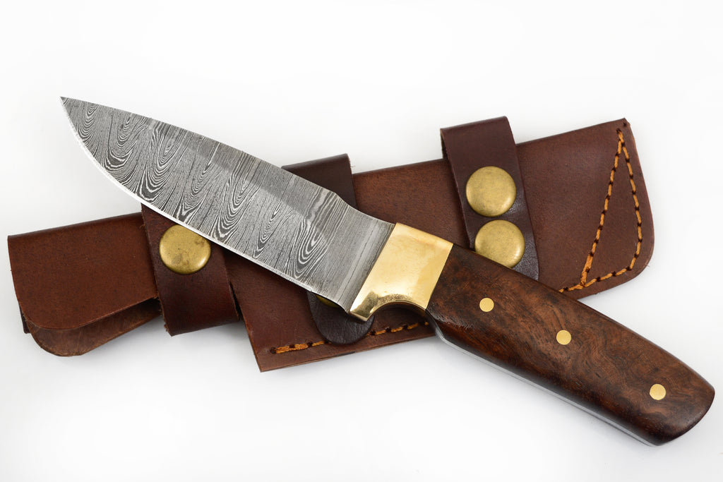 8.0 inch Red Deer® Damuscus Hunting Knife W. Leather Case