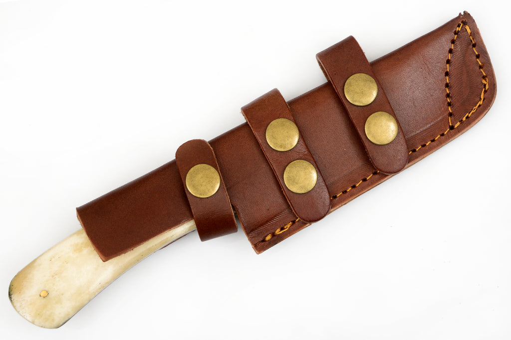 9.0 inch Red Deer® Damuscus Hunting Knife W. Case Stag and Bone handle