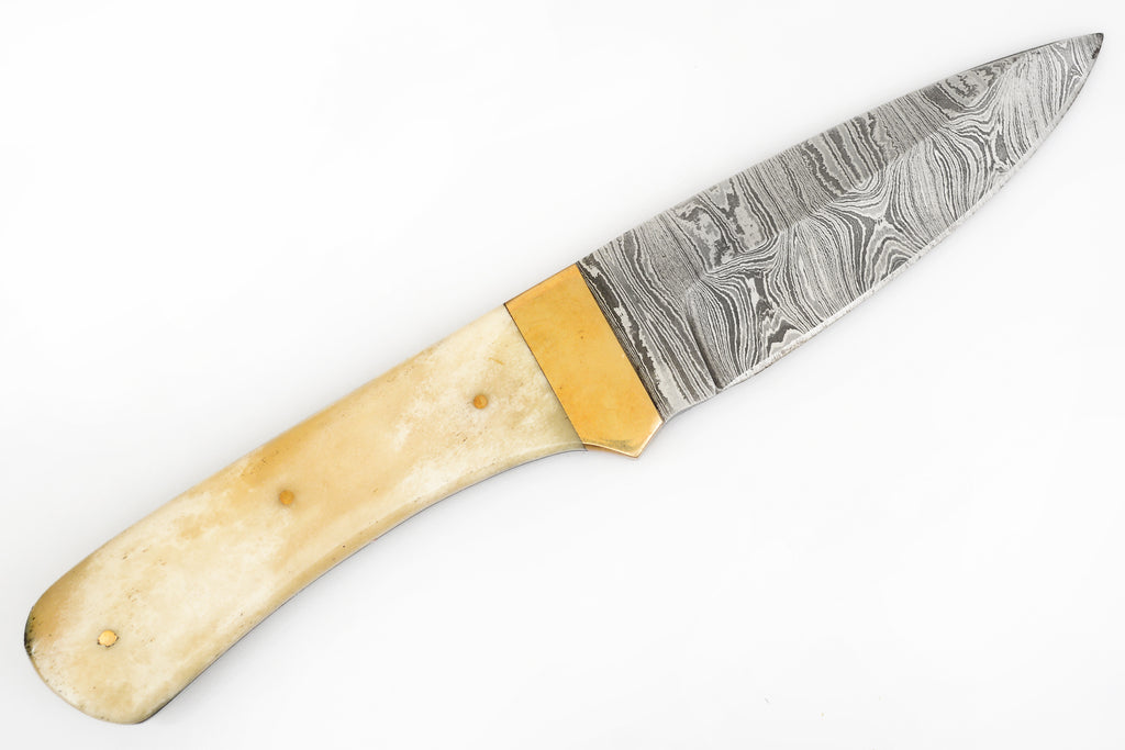 9.0 inch Red Deer® Damuscus Hunting Knife W. Case Stag and Bone handle