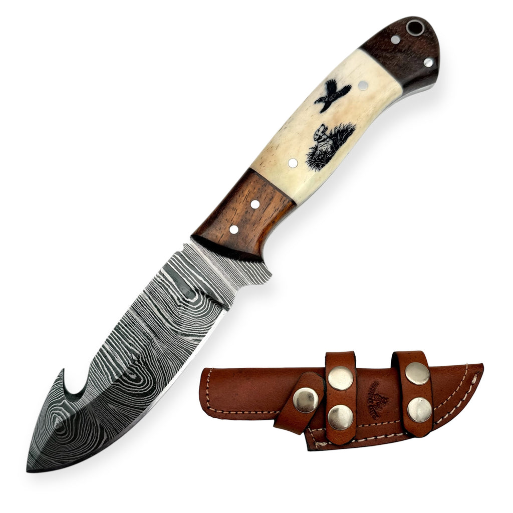 Red Deer® Damascus Gut Peacock Hunting (Both Sides Engraving )