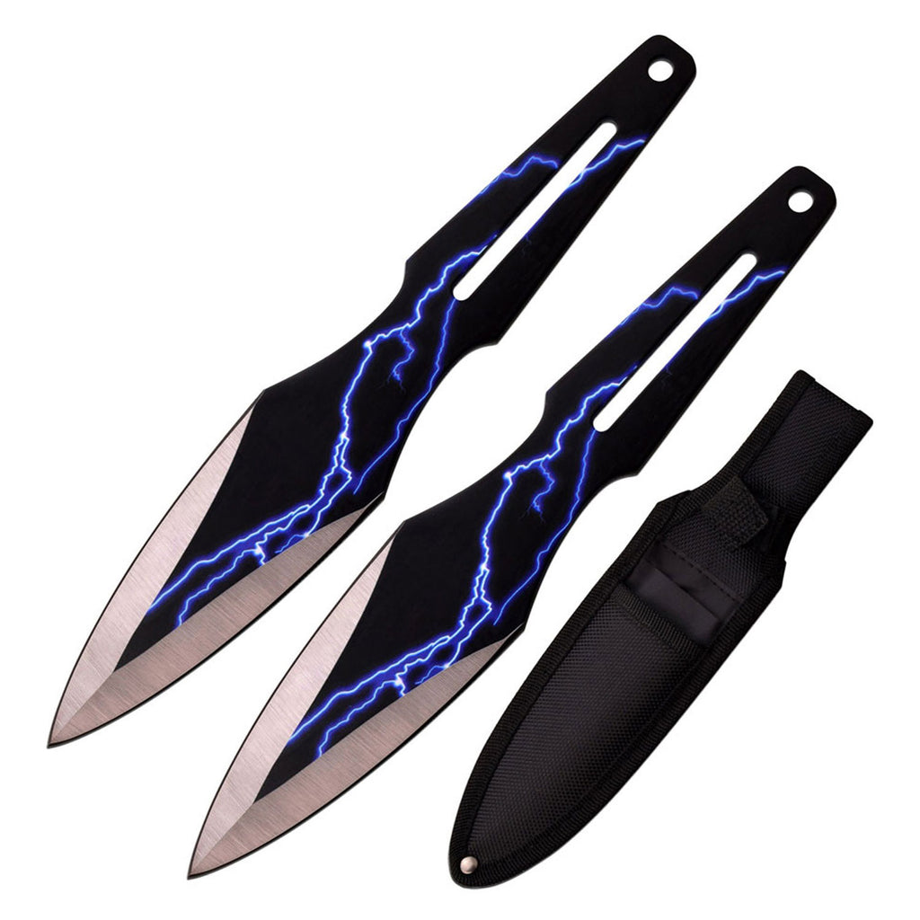 Tiger Usa® 2PC Black Throwing Knife Set Flash of Lightning