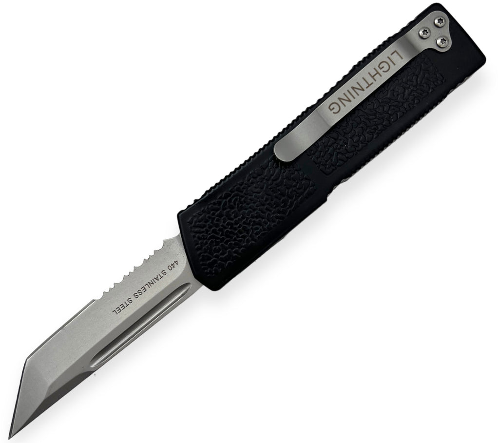 Lighting OTF Knife Black Tanto Blade case