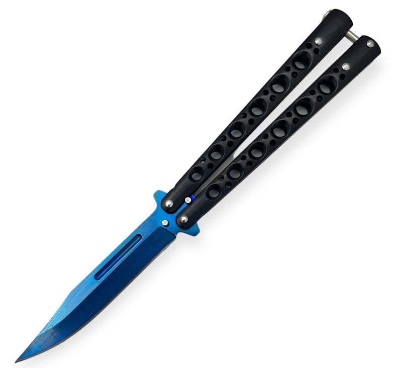 Heavy Duty Butterfly Folding Knife Black BLUE