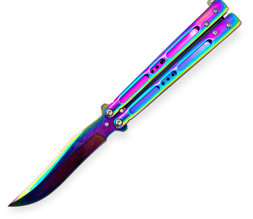 Rainbow Drop Point Butterfly Knife Balisong