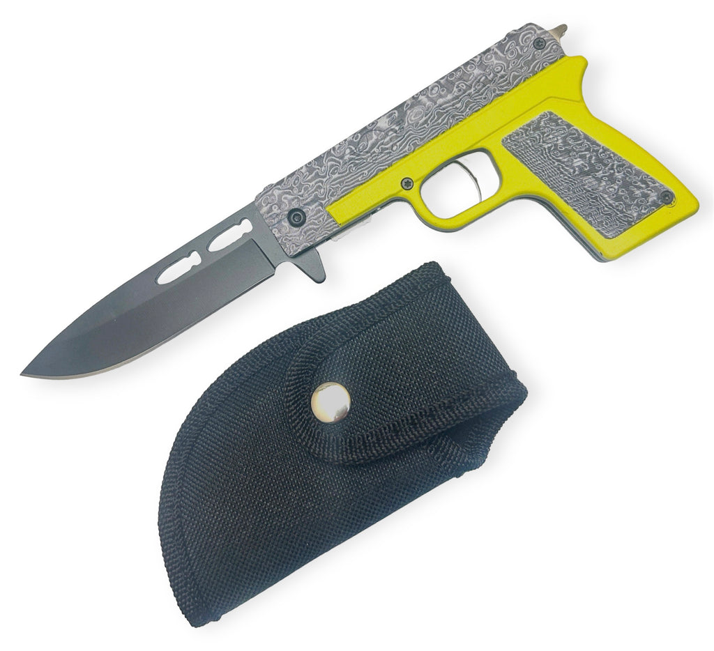 Tiger-USA Pistol Spring Assisted Knife Green