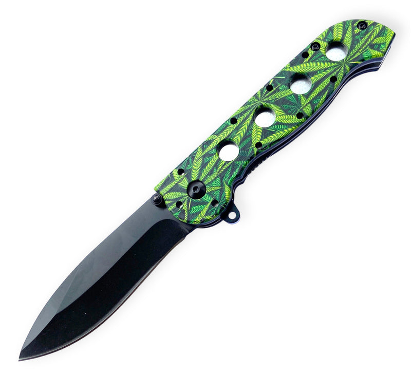 Tiger Usa® Spring Assisted Knife  Green Rasta