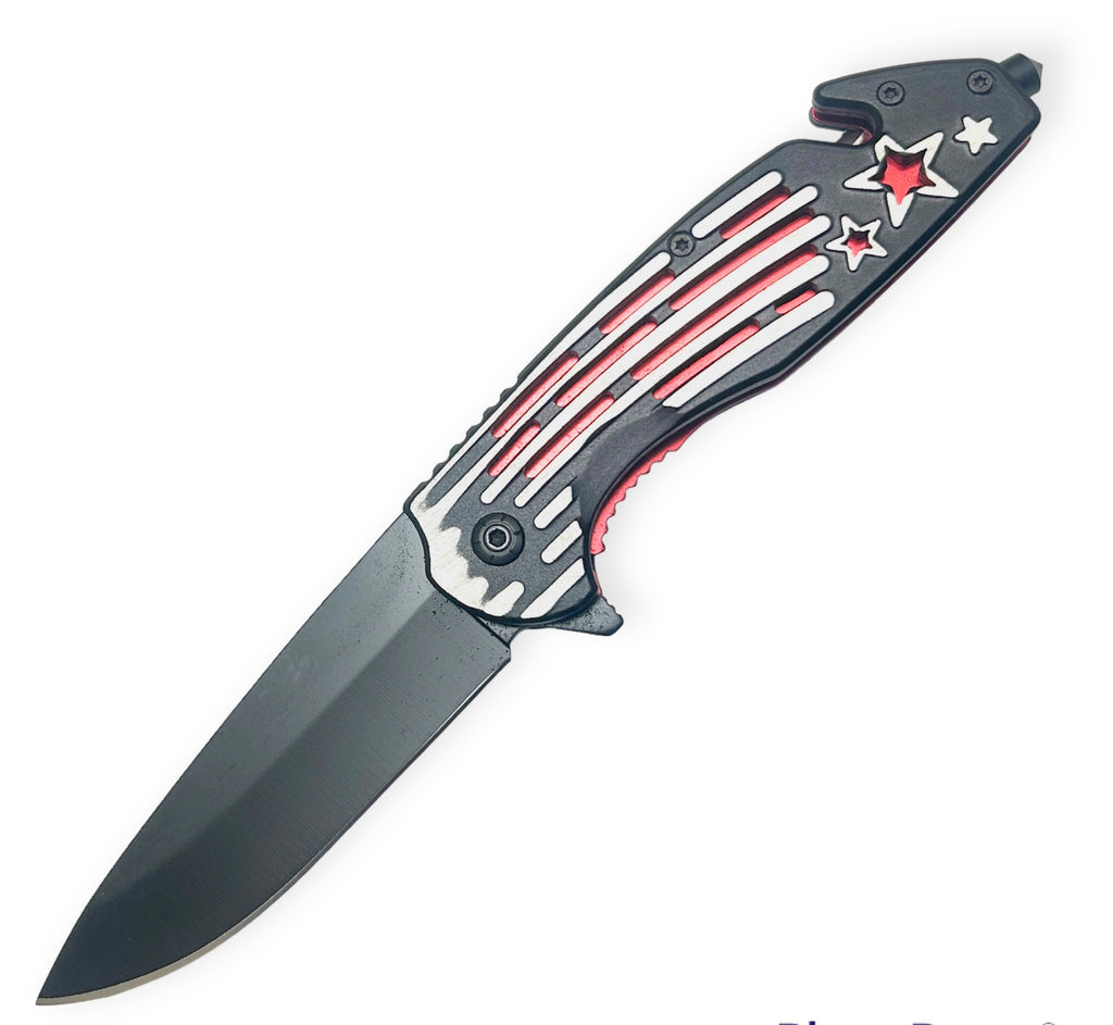 Tiger Usa® Spring Assisted Knife Red  w/Star