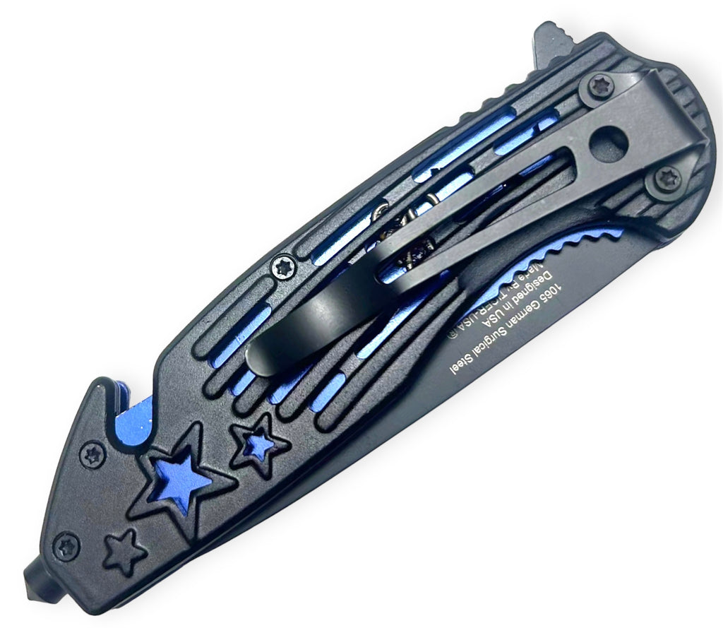 Tiger Usa® Spring Assisted Knife Blue  w/Star