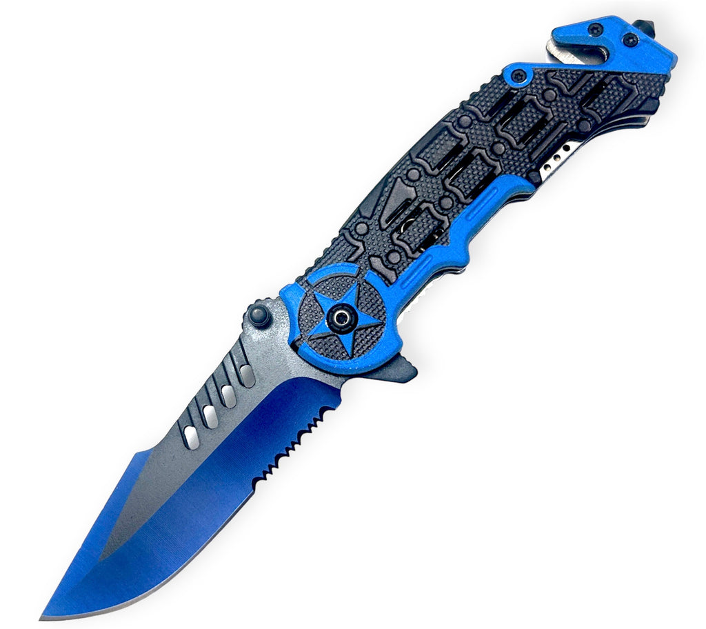 Tiger Usa® Spring Assisted Knife Blue