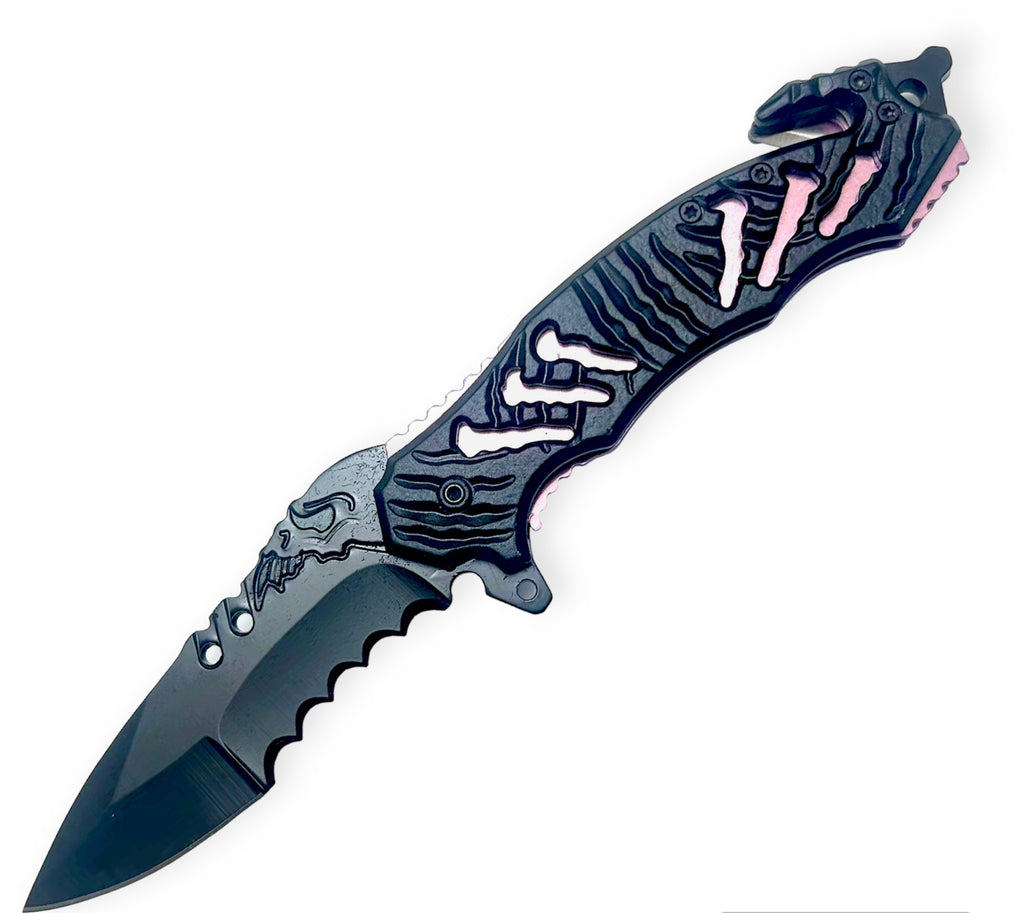 Tiger Usa® Spring Assisted Knife Pink W/Desing
