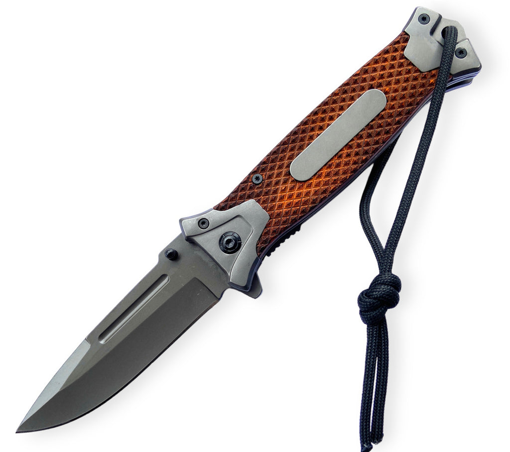 Tiger-USA®Dark Green Folding Knife Dark Brown