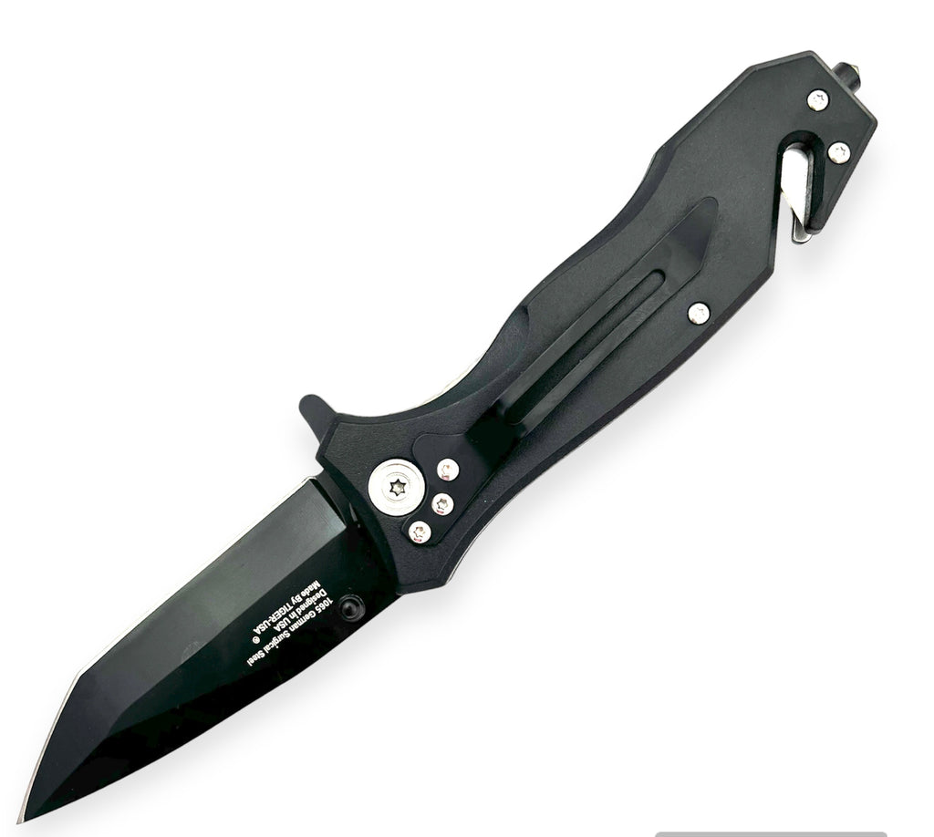 Tiger-USA Spring Assisted Knife Tanto Blade skull