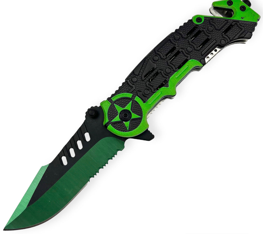 Tiger Usa® Spring Assisted Knife Green