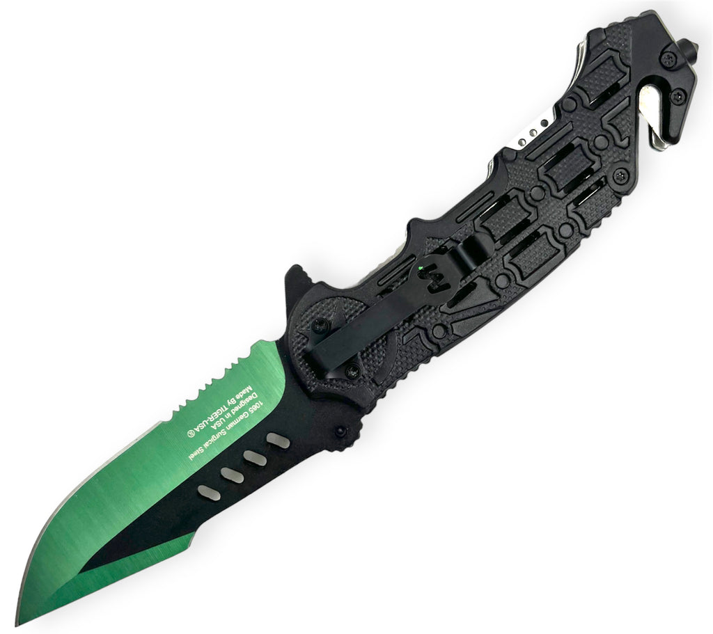 Tiger Usa® Spring Assisted Knife Green