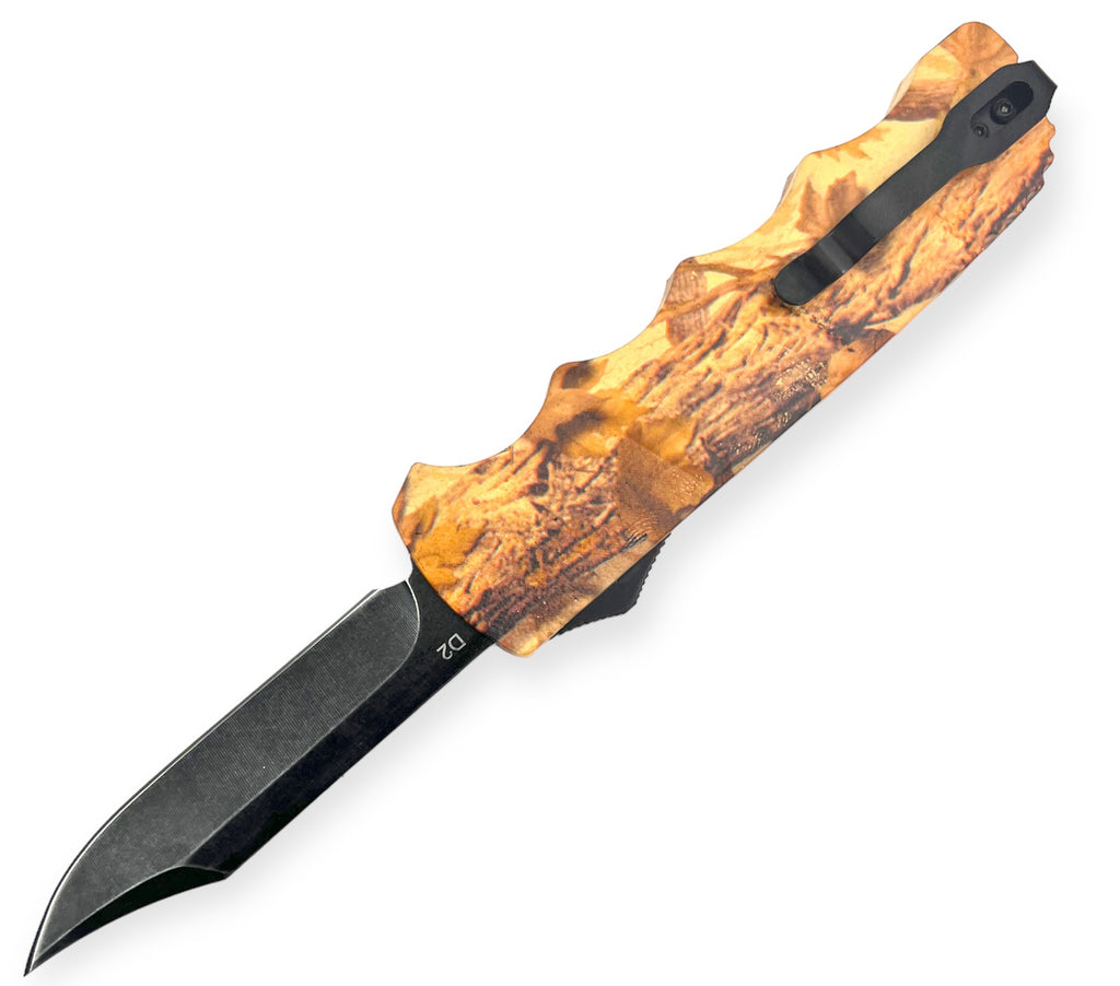 OTF Knife Drop Point Camo Yellow D2