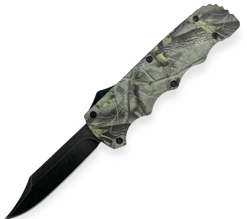 OTF Knife Drop Point Hunting Green Camo  D2