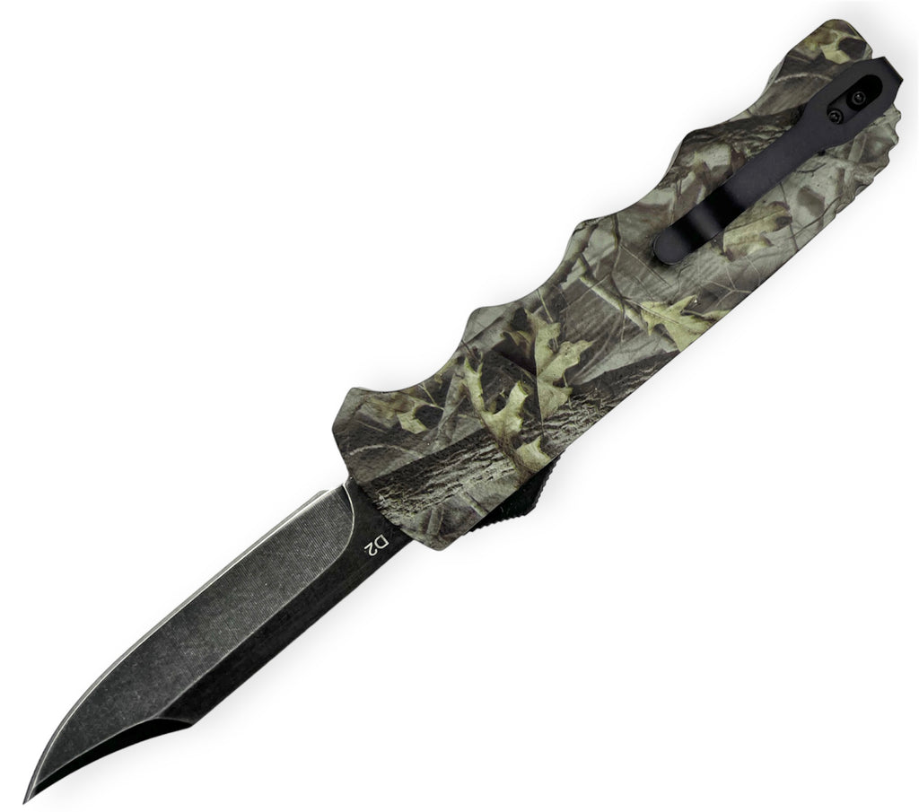 OTF Knife Drop Point Hunting Green Camo  D2