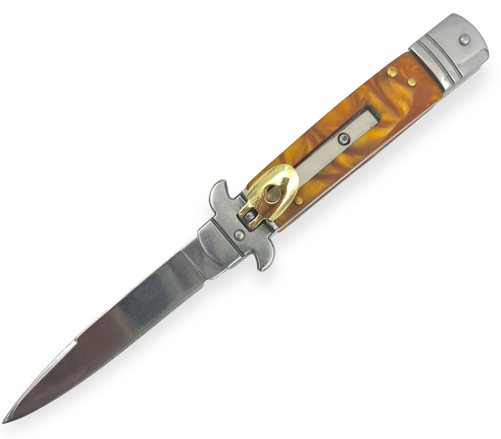 Folding Knife YELLOW Pearl Handle