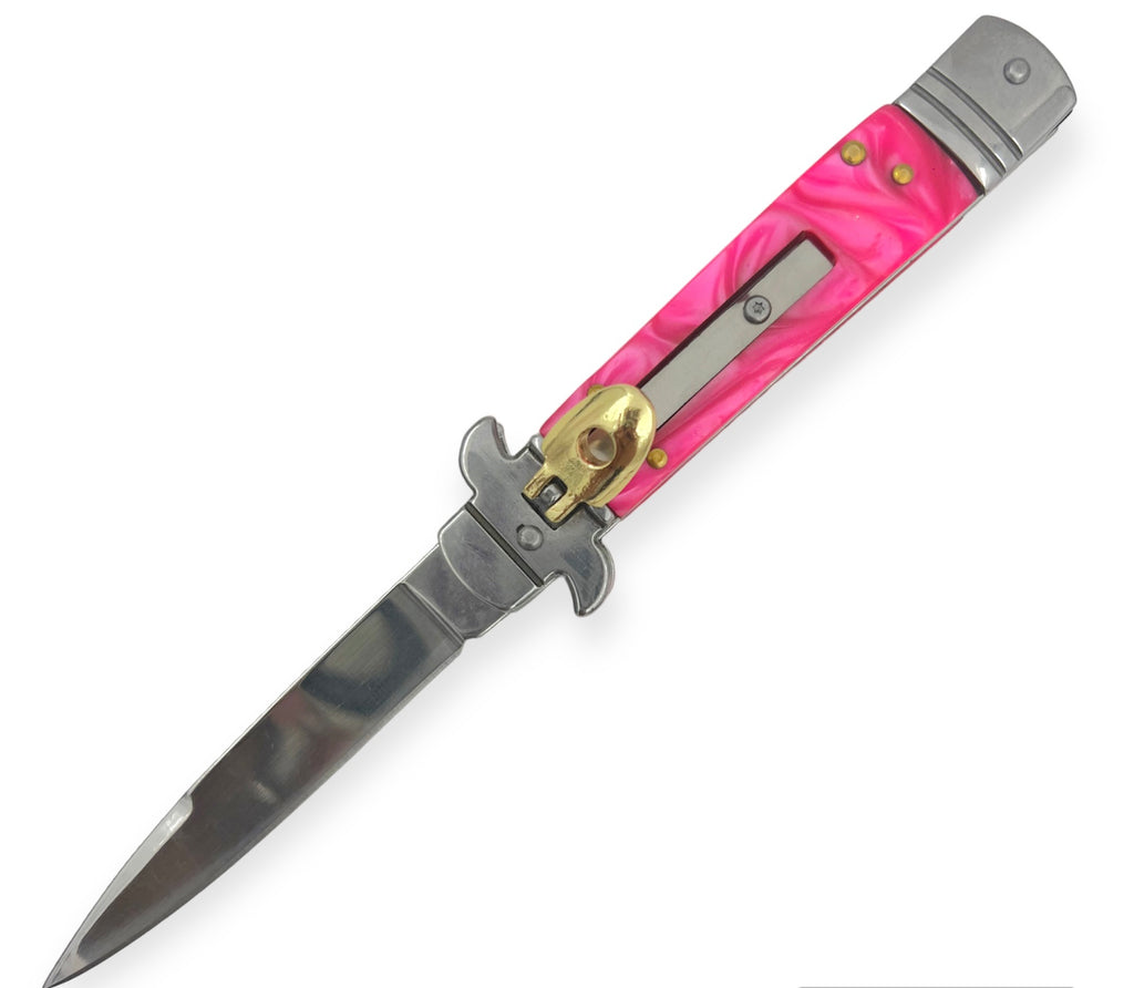 Folding Knife Pink Pearl Handle