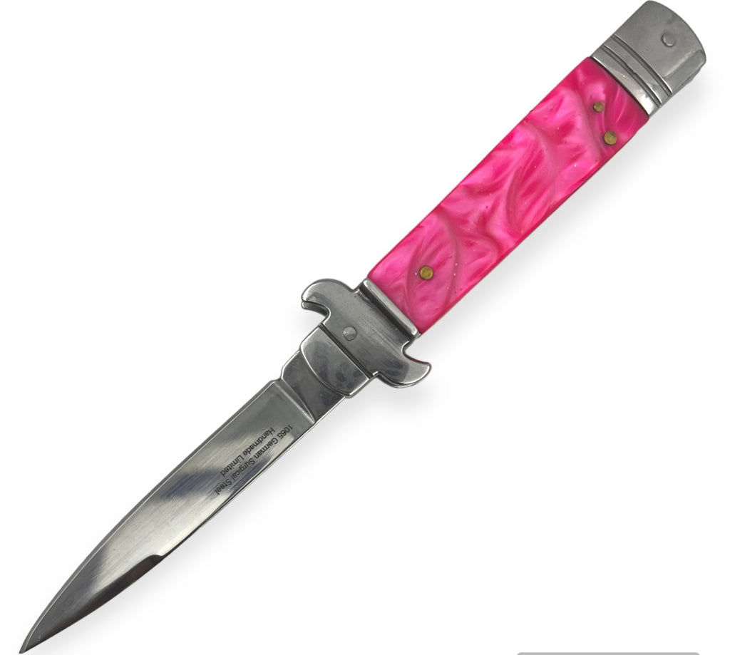 Folding Knife Pink Pearl Handle