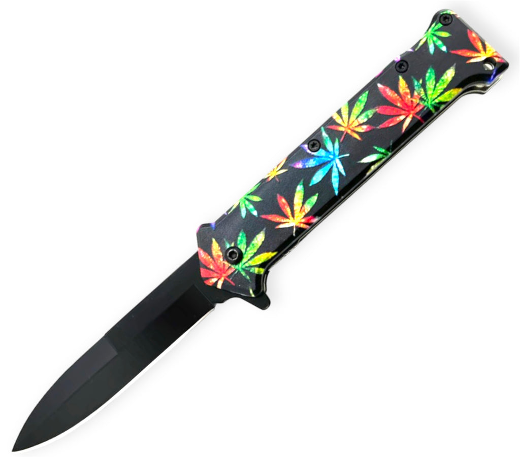Tiger-USA Spring Assisted Knife - Colorfull Rasta Plant