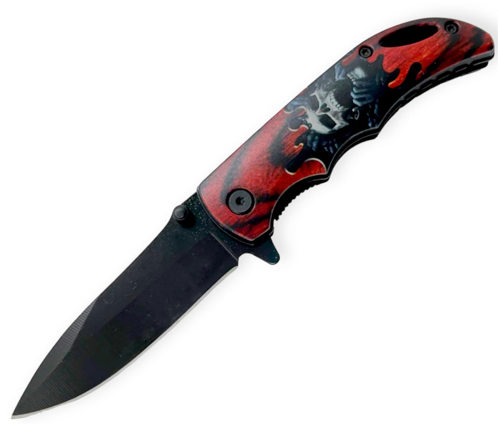 Skull Tiger-USA Spring Assisted Drop Point