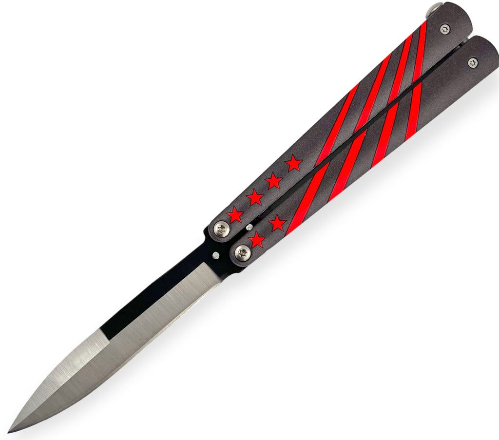 Heavy Duty  Butterfly Knife RED Line (STARS)