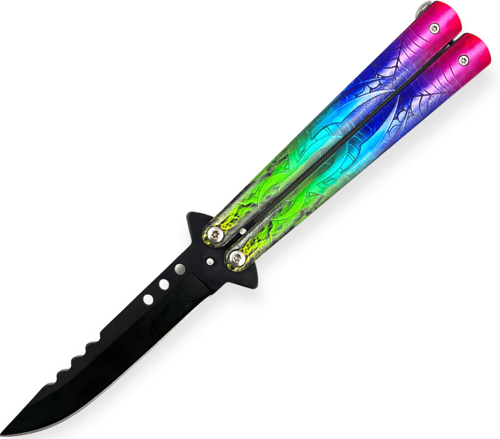 Heavy Duty  Butterfly Knife Rainbow spider